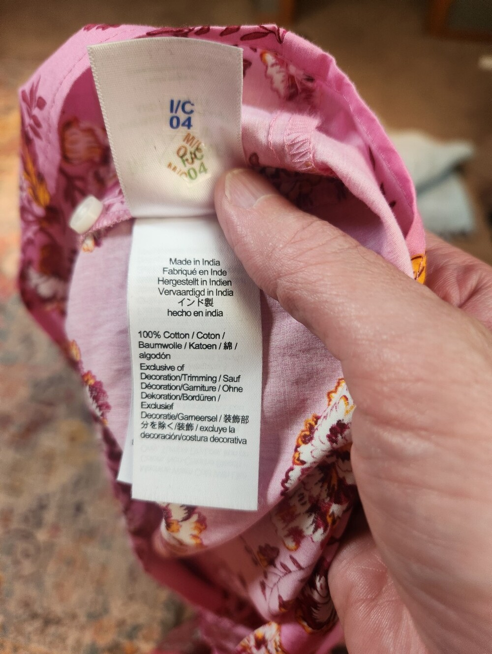 J Crew Pink Floral Ruffled Neck Short Sleeve Top Medium 100% Cotton Like New! - Picture 4 of 11